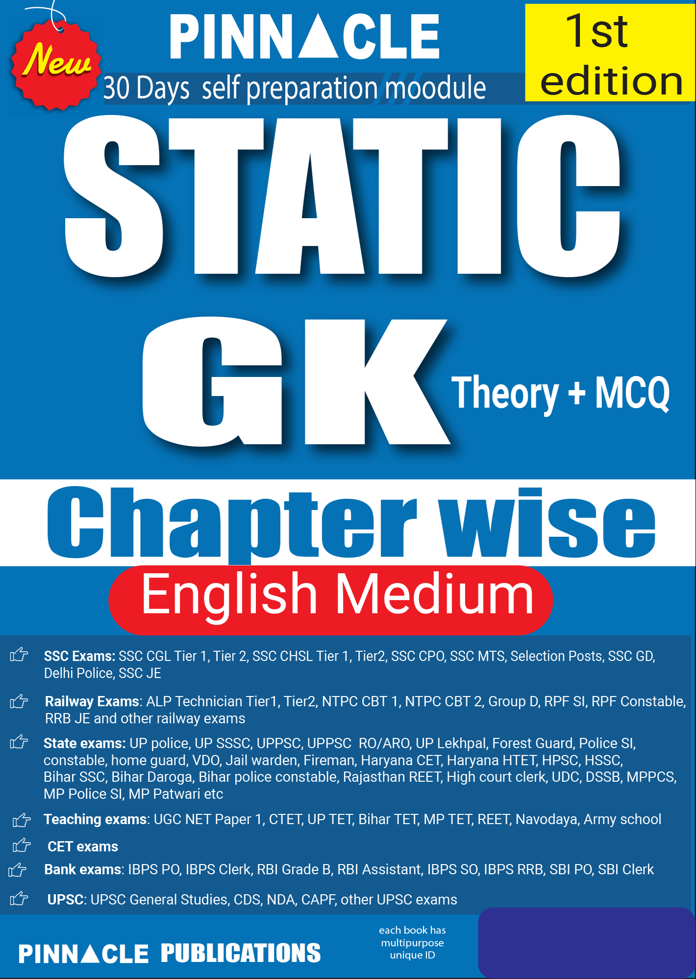 Pinnacle static gk book in english medium